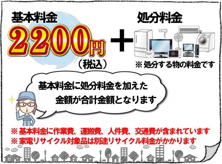 家電処分の料金は2000円と単品処分料金